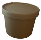Brown 16 oz container with a lid on a white background