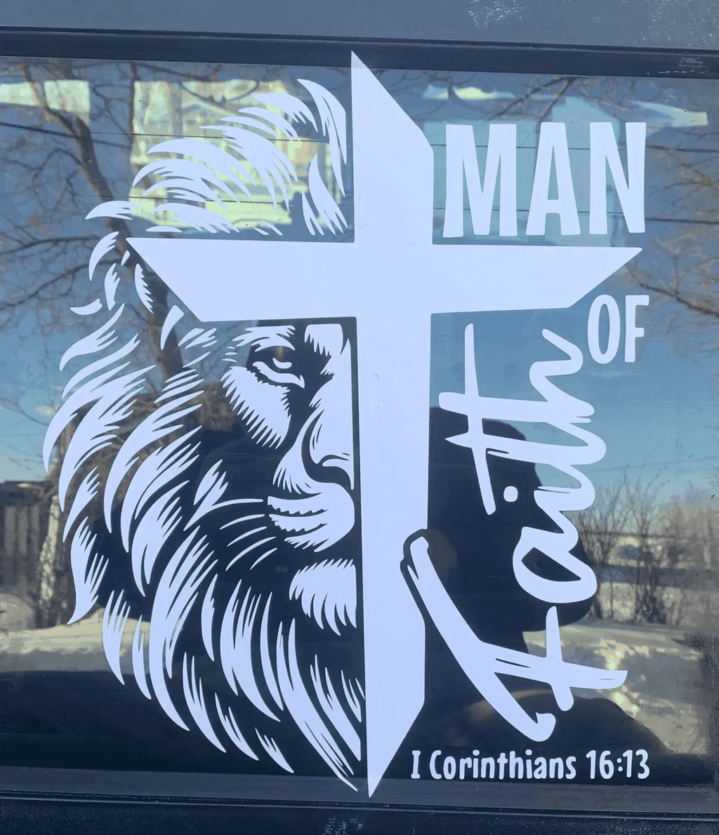 Man of Faith Cross and Lion - Triple H Homestead & Triple H Country Store -- Black