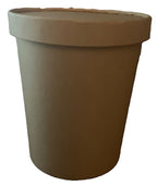 Brown 32 oz container with a lid on a white background