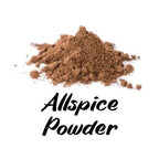 Allspice powder on a white background with 'Allspice Powder' text.