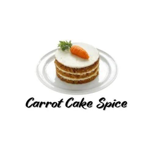 Carrot cake spice flavor on a white background with text