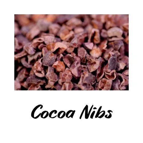 Cocoa Nibs with text overlay on a white background