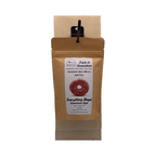 Kraft paper bag with a label on a white background