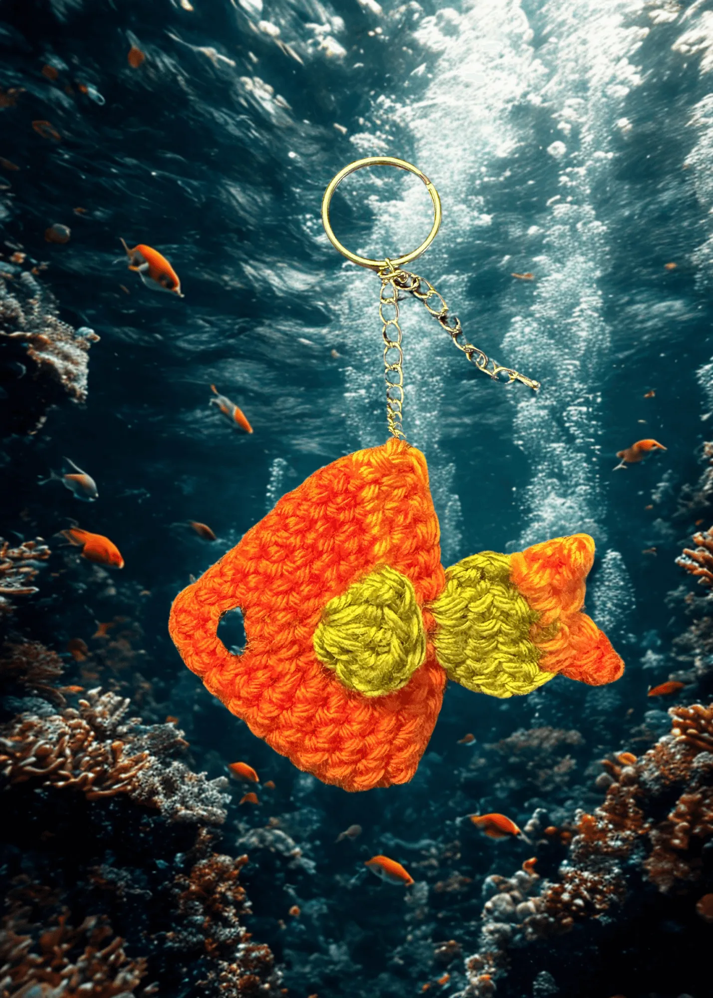 Gillbert the Keychain Catch - Triple H Homestead & Triple H Country Store -- Orange & Golden Coral Fish