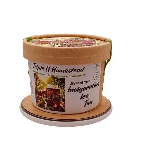 Triple H Homestead herbal tea container on a white background