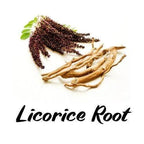 Licorice root with leaves on a white background