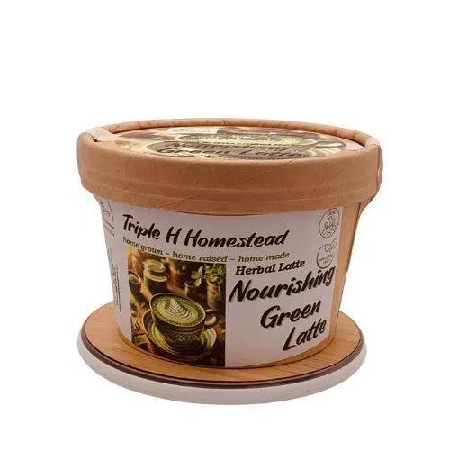 Container of Triple H Homestead Nourishing Green Latte on a white background