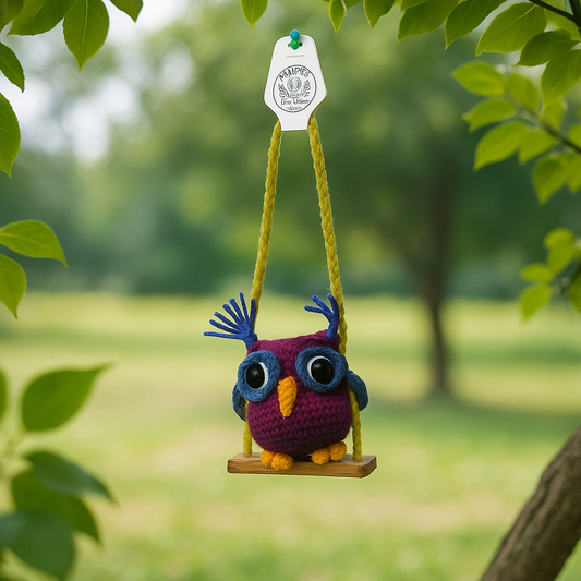 Harvey the Owl: A Cheerful Friend on a Swing