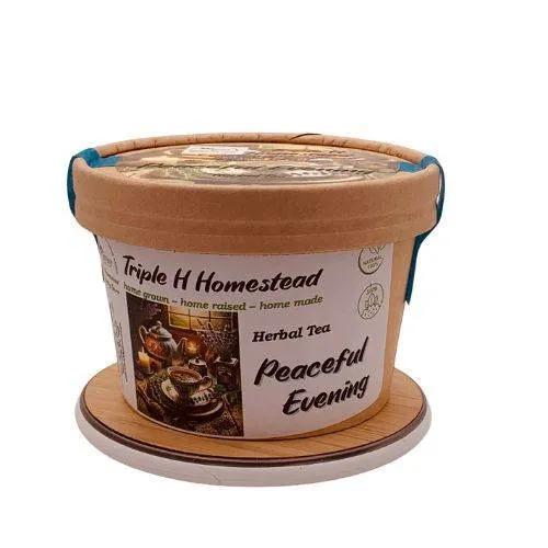 Tea packaging with 'Triple H Homestead' branding on a white background