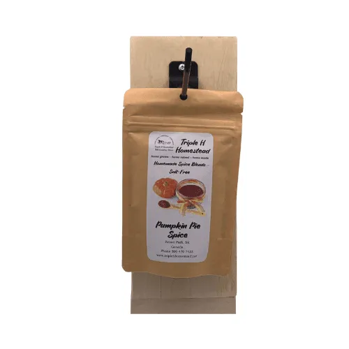 Pumpkin pie spice package with a label on a white background