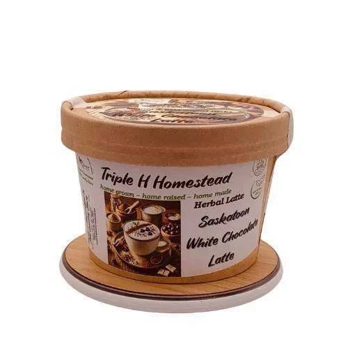 Brown container with a label on a white background