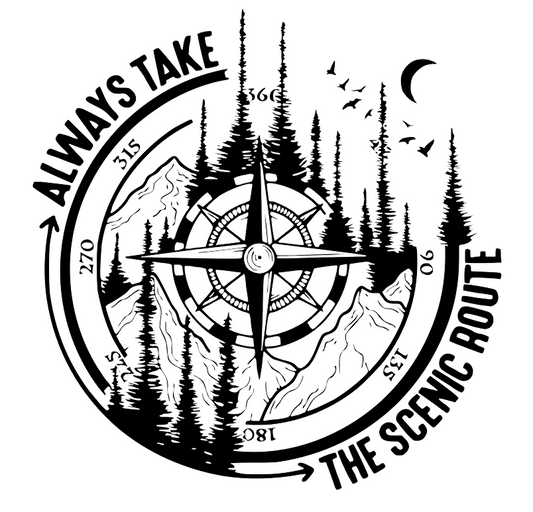 Always take the scenic Route Compass Sticker