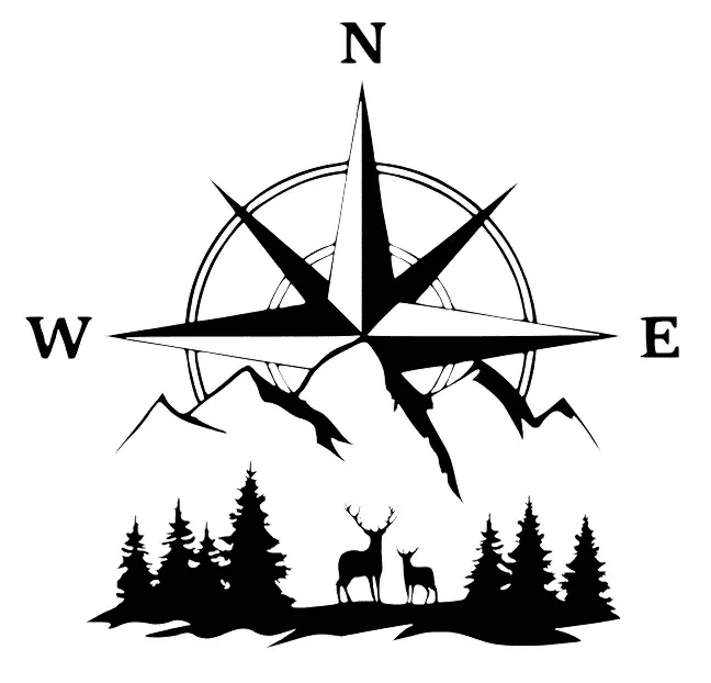 Compass Mountain Sticker - Triple H Homestead & Triple H Country Store -- Black