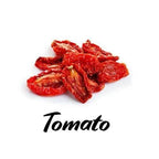 Dried tomatoes on a white background with 'Tomato' text